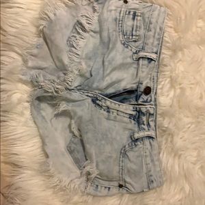 Love culture light wash denim shorts